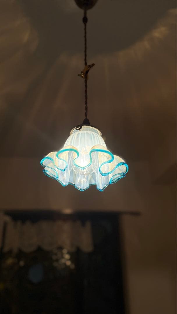 フランス製 アンティーク シェードオパールセントガラス