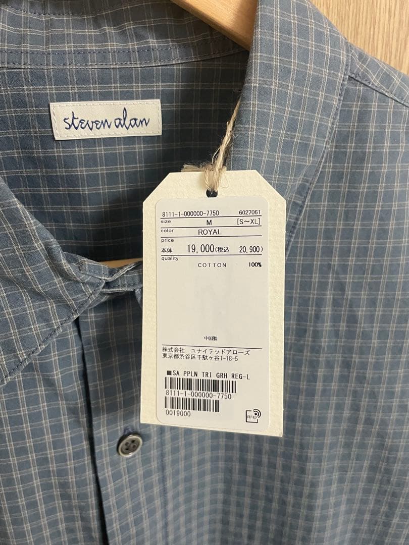 新品 Steven Alan ポプリン グラフチェック レギュラーカラー シャツ