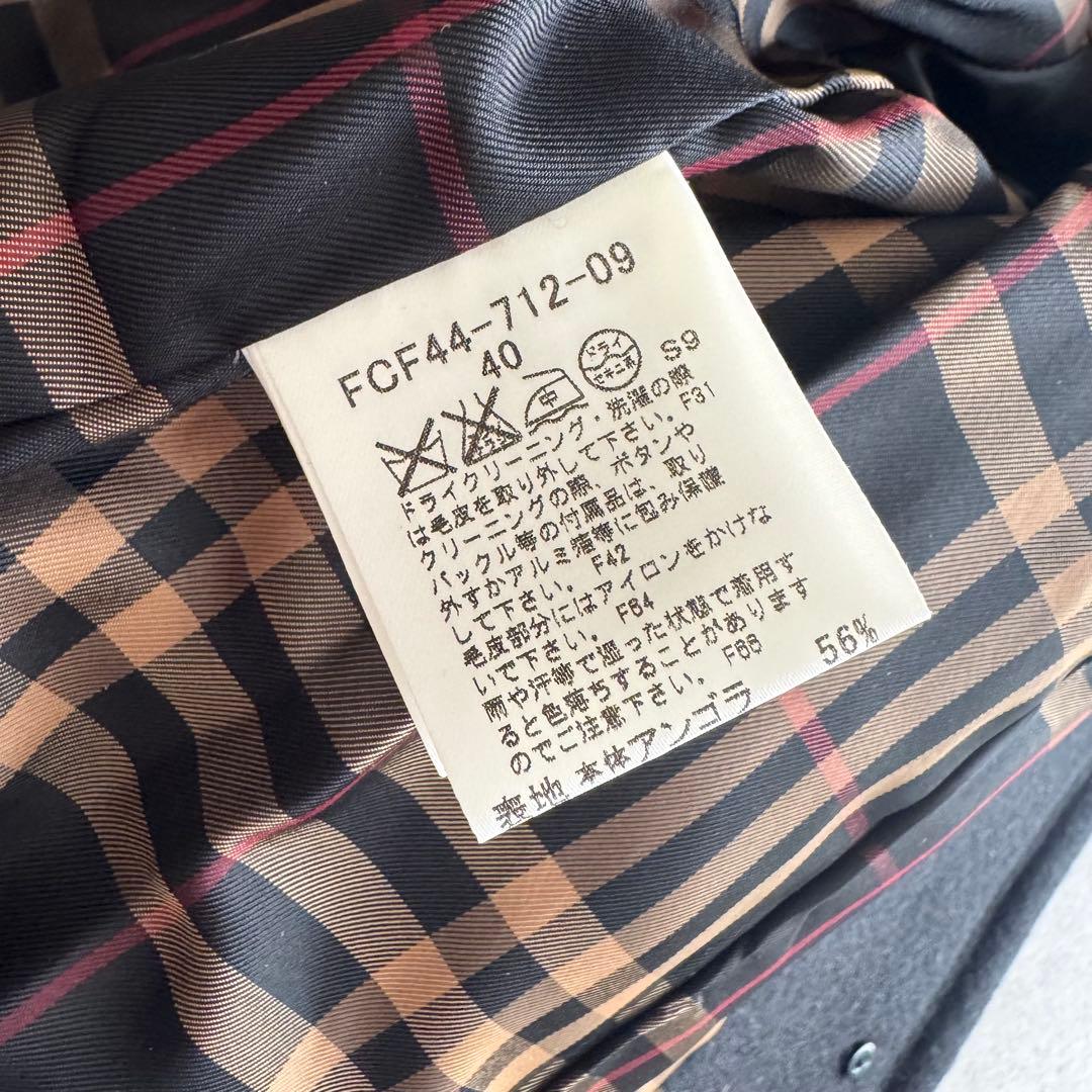 バーバリーブルーレーベル　コート　ノバチェック　2WAY　黒　40　カシミヤ混