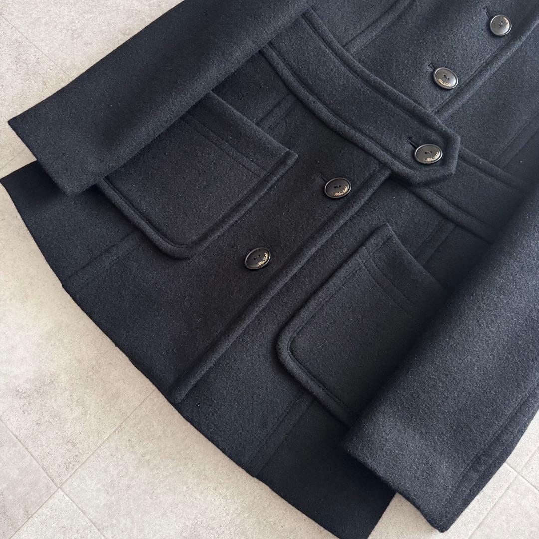 バーバリーブルーレーベル　コート　ノバチェック　2WAY　黒　40　カシミヤ混