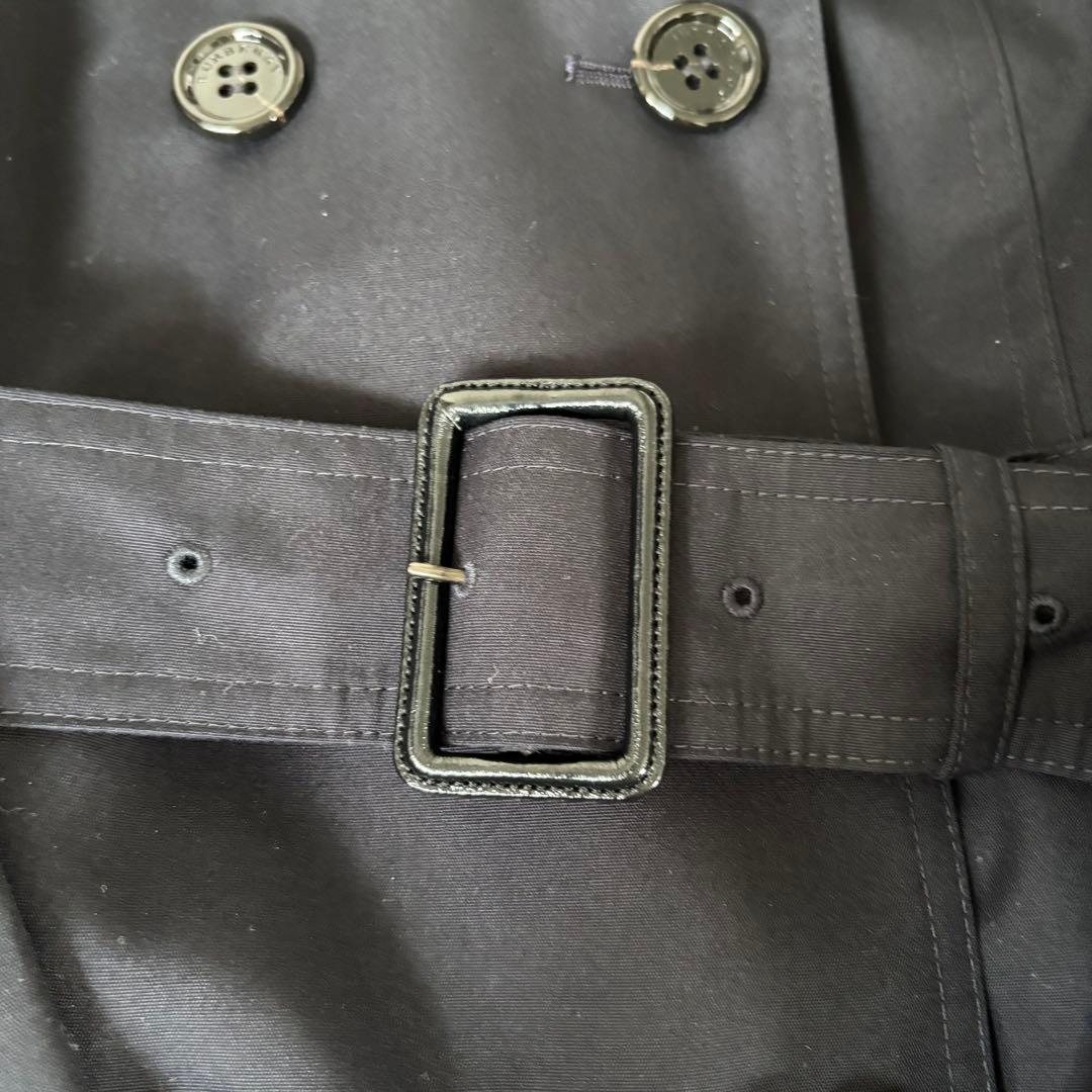 【タグ付き✨】バーバリーロンドン　トレンチコート　メガチェック　レザー　紺　40