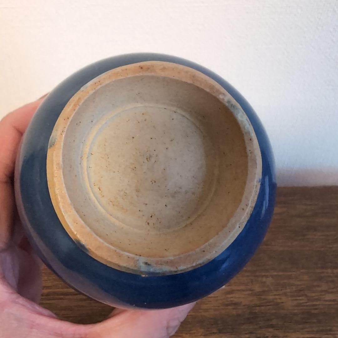 中国古玩　蕪型瓶　瑠璃釉蜥蜴装飾　古美術　骨董　　アンティーク