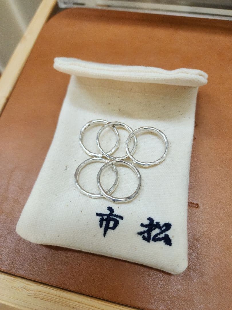 市松 silver シルバー 5連リング 16号