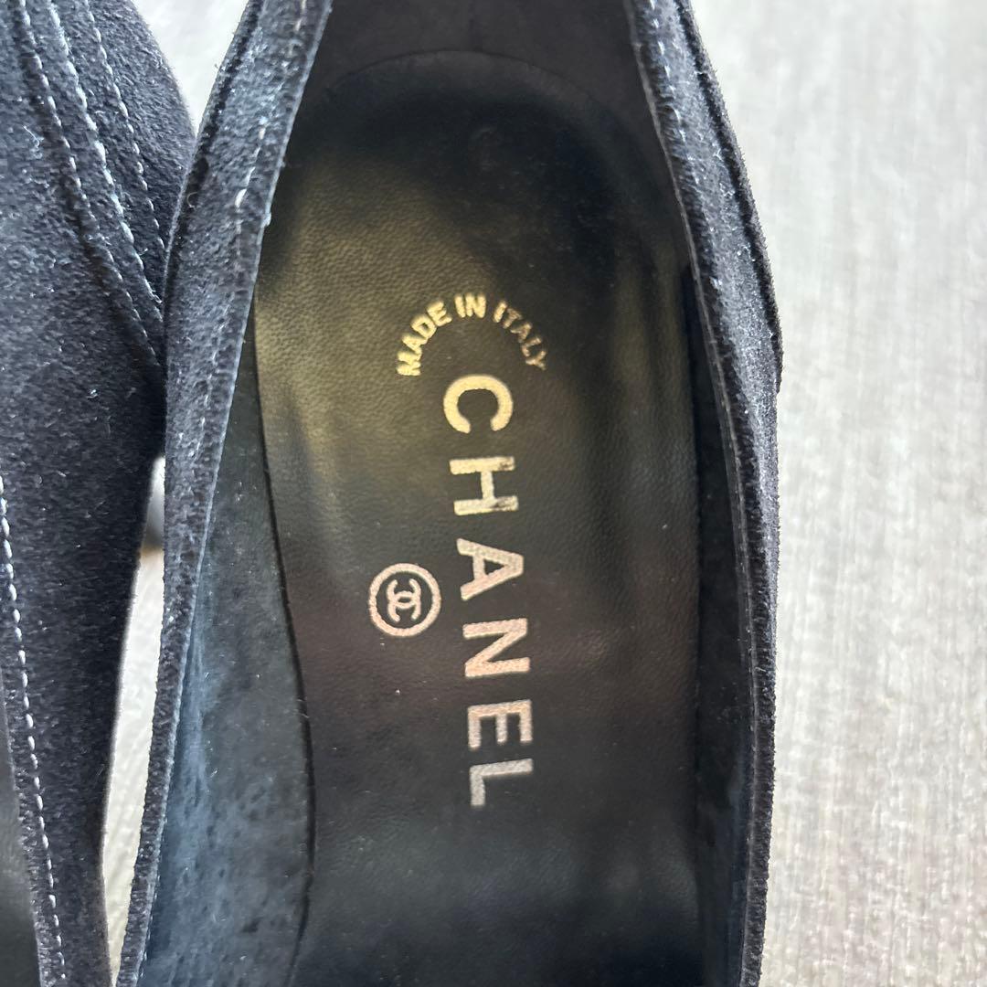 CHANEL シャネル ココマーク パンプス 黒 スエード ピンヒール 36.5