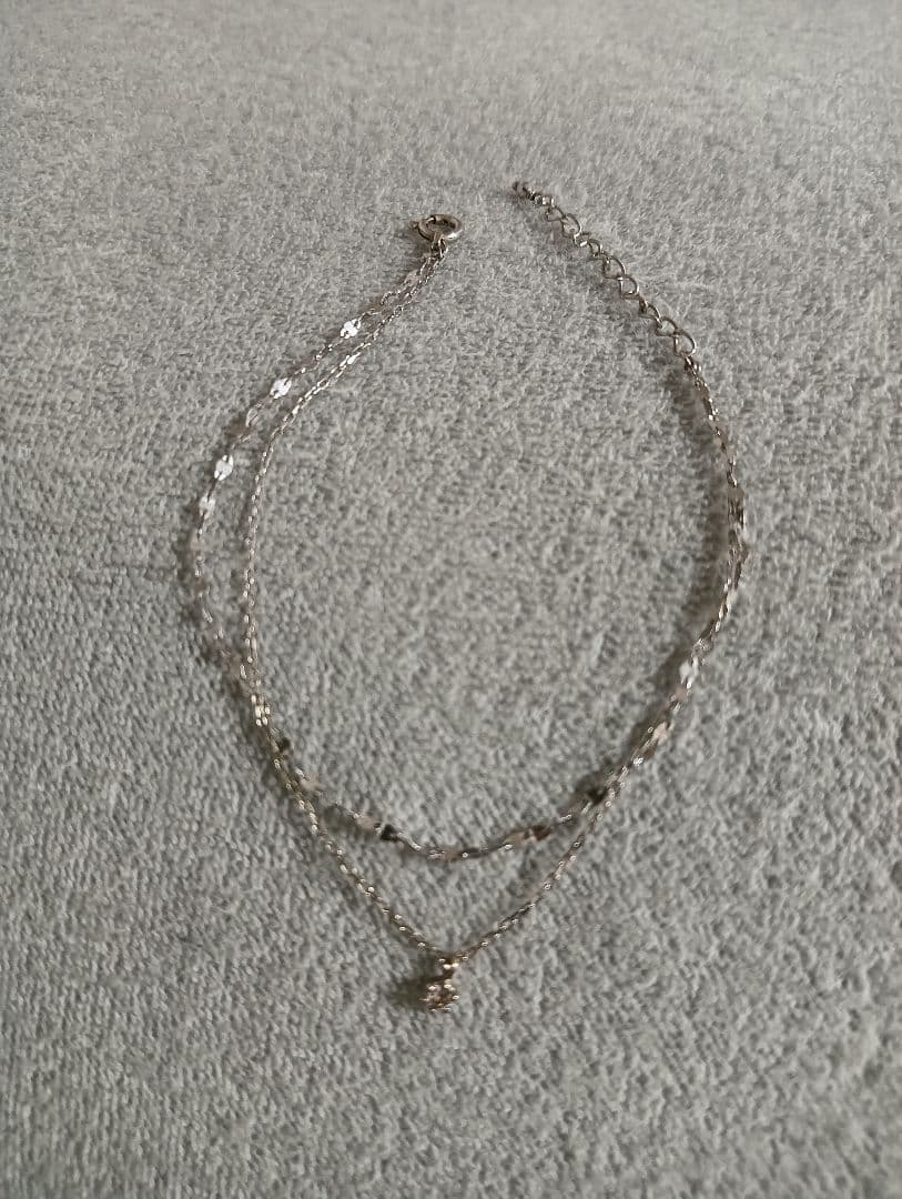 ピンクの猫　festaria 　K10wg 2連ブレスレット　一粒ダイヤ付