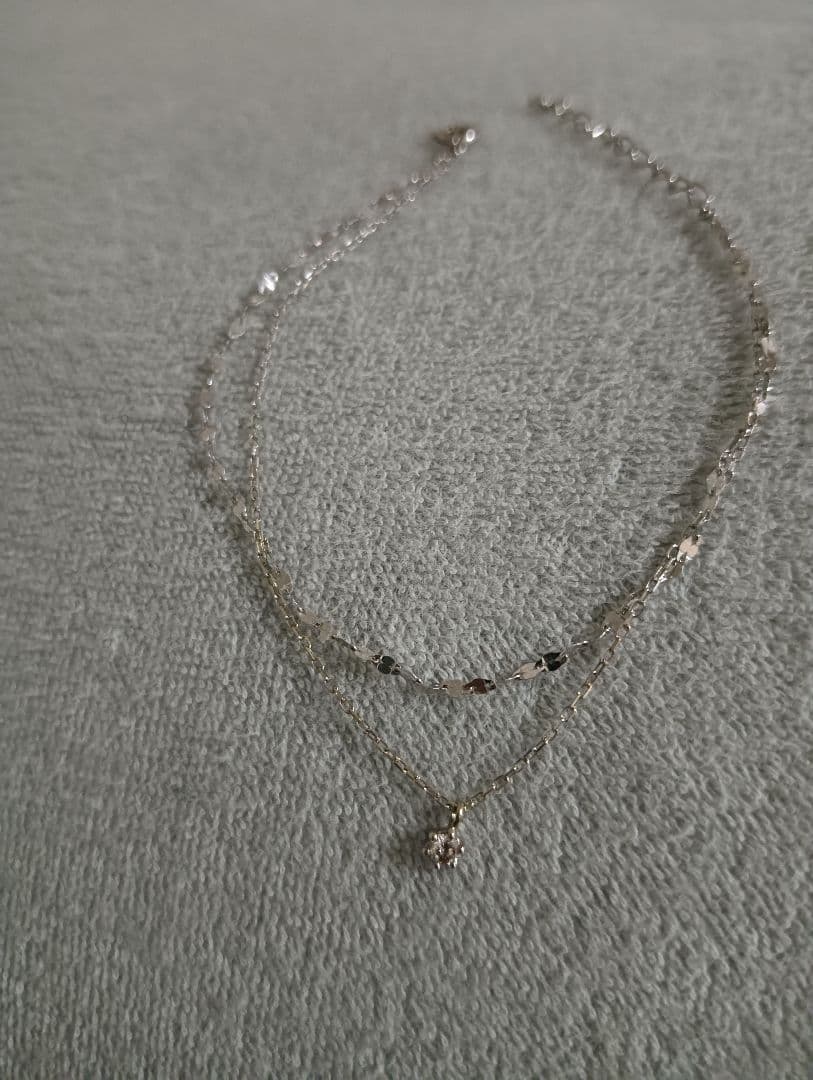 ピンクの猫　festaria 　K10wg 2連ブレスレット　一粒ダイヤ付