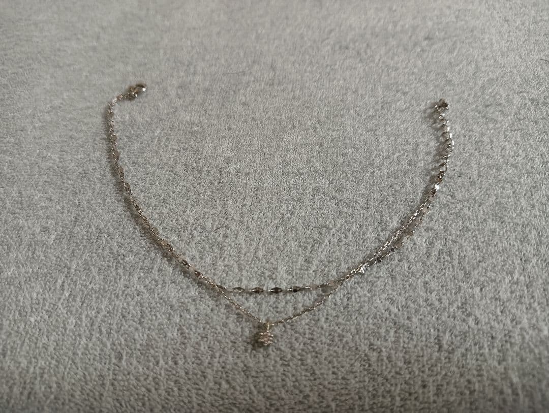 ピンクの猫　festaria 　K10wg 2連ブレスレット　一粒ダイヤ付