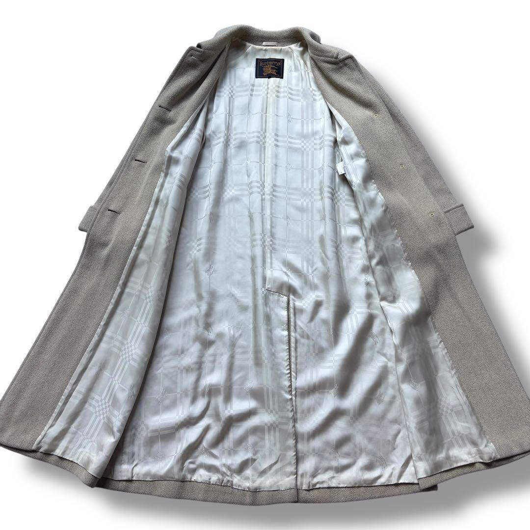 バーバリー ステンカラーコート ヘリンボーン ロング シャドーホース アイボリー