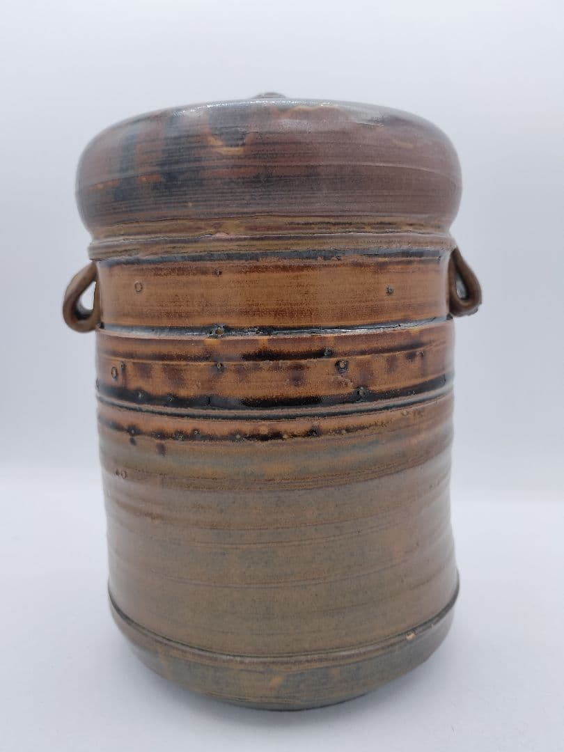 c525 水指 渋紙耳付 上野焼 15代　熊谷紅陽　木箱 茶道具 古物