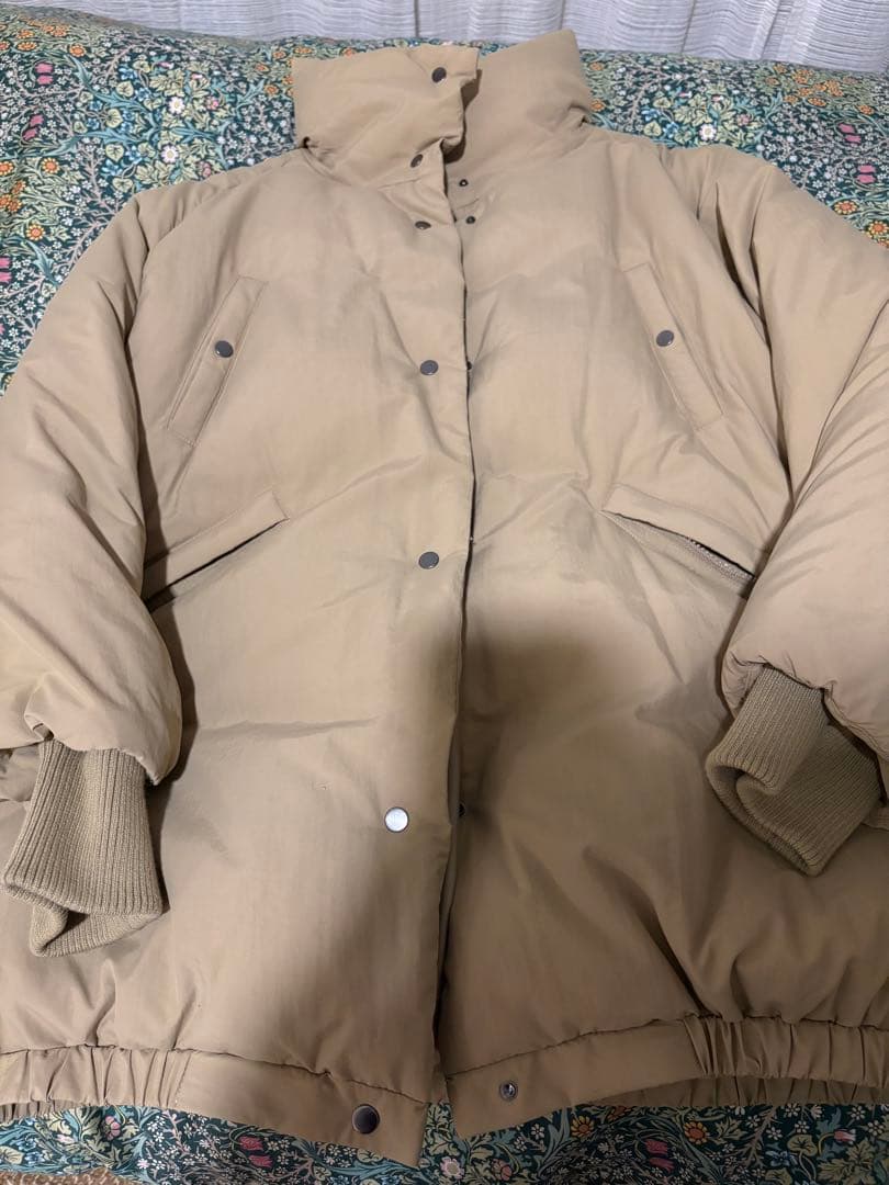 ships any ナイロンスタンドカラーダウンコクーンコート