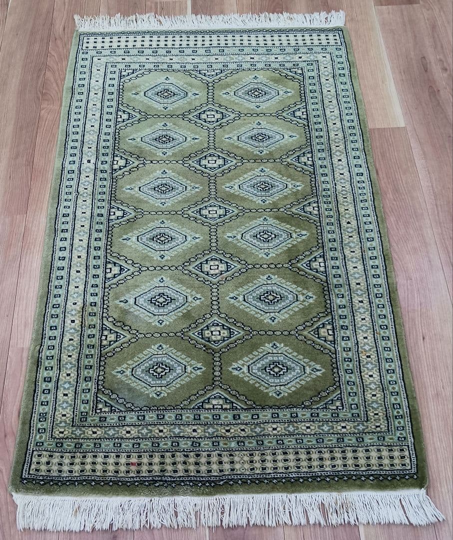 専用 Y2208 パキスタン絨毯 ウール×コットン 手織り 139×89㎝