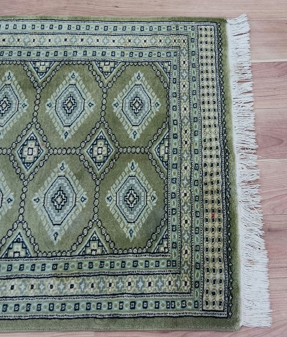 専用 Y2208 パキスタン絨毯 ウール×コットン 手織り 139×89㎝