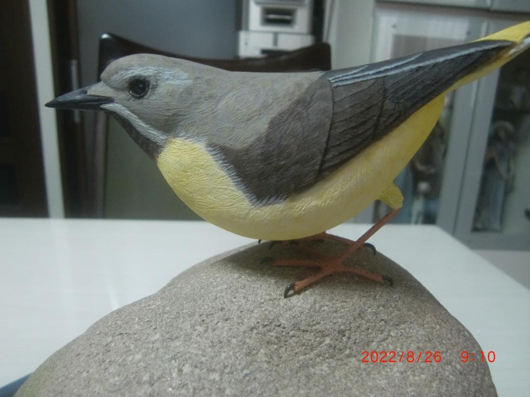 キセキレイ　 バードカービング　野鳥彫刻　木彫 美術品 　彫刻　インテリアＮ41