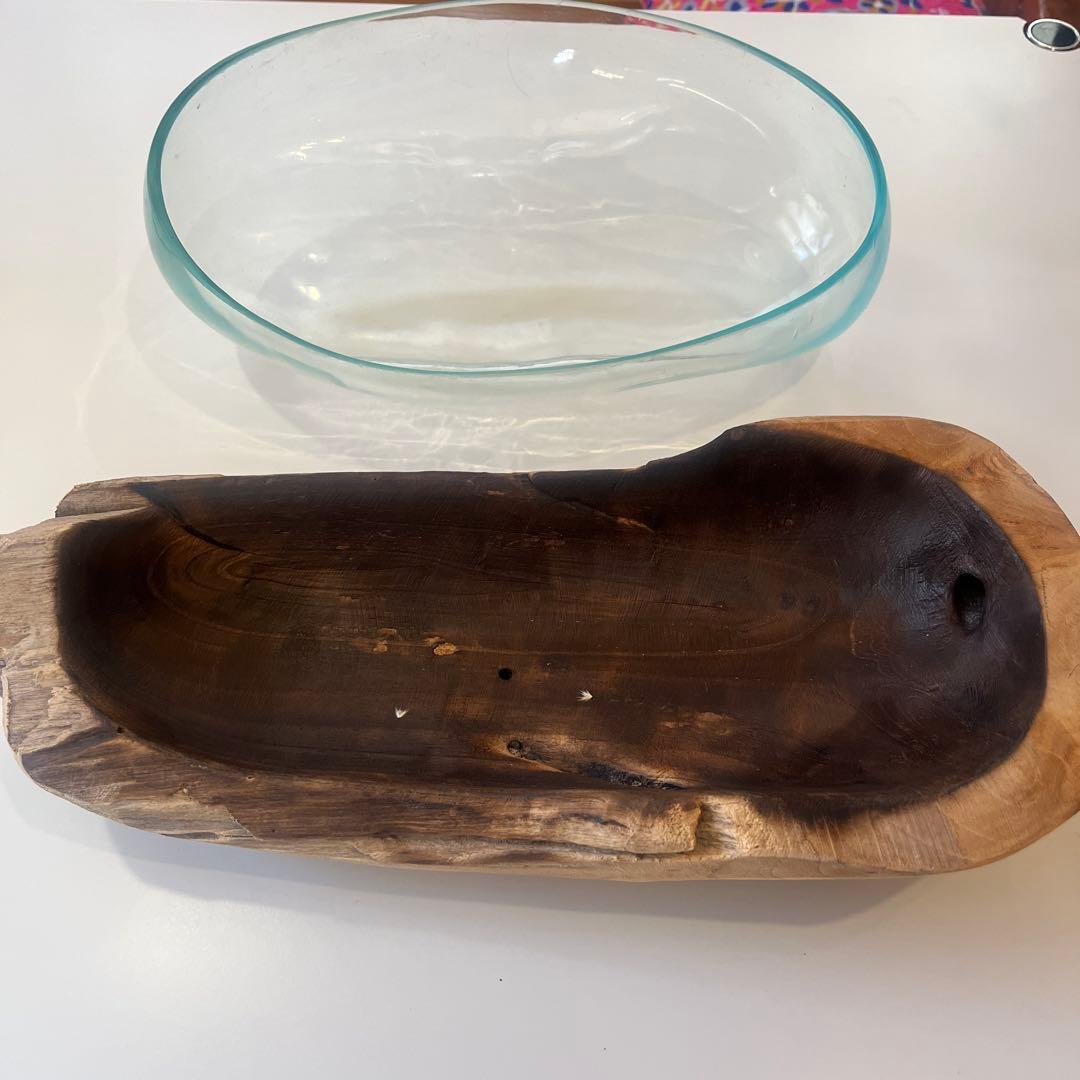 手作りダークブラウン木製皿