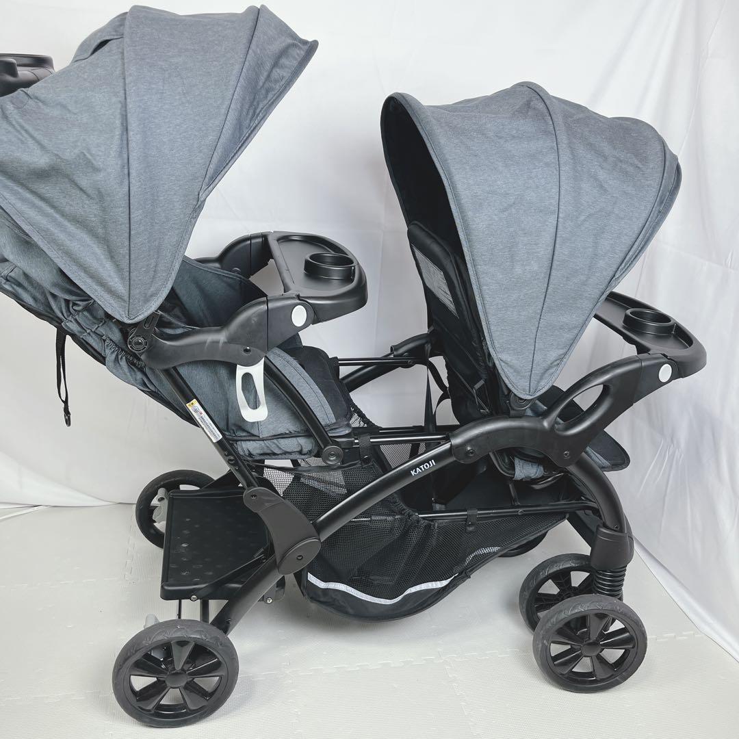 【美品】KATOJI ベビーカー 二人でゴーDX（デニム）二人乗りベビーカー