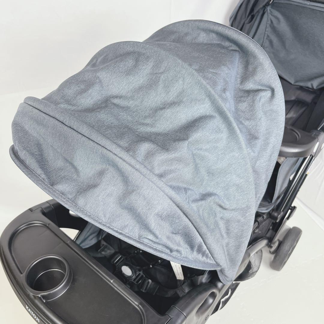 【美品】KATOJI ベビーカー 二人でゴーDX（デニム）二人乗りベビーカー