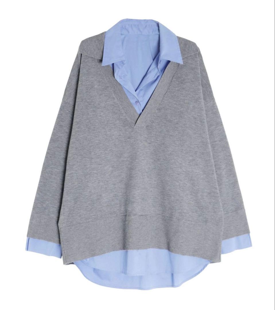 ELENDEEK シャツドッキングスキッパーニット