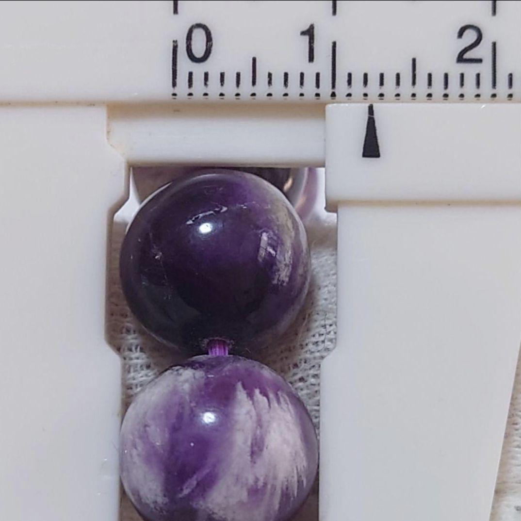 ★フェザーinパープルフローライト 12.3ミリ珠 ブレスレット③(SA+)