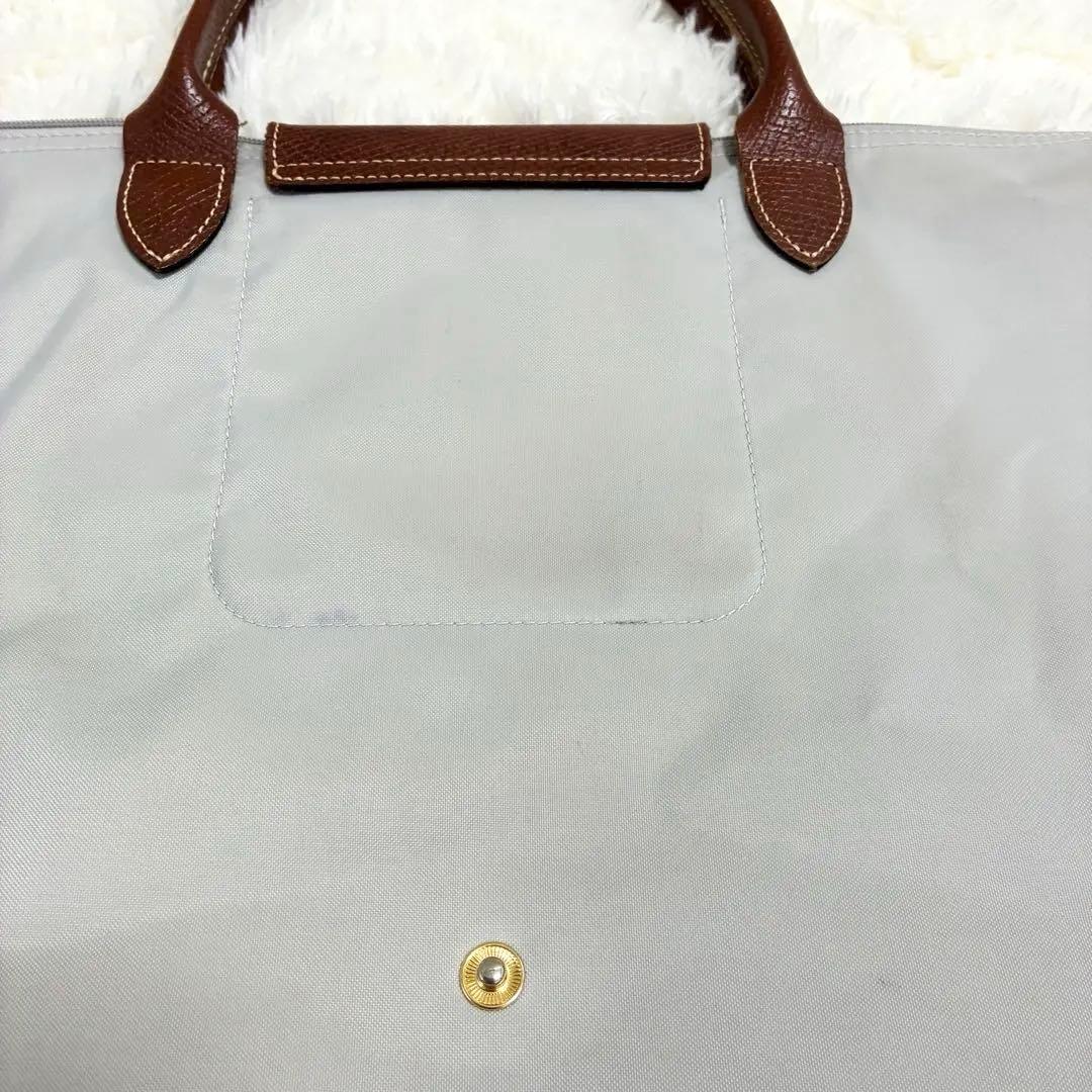 ロンシャン プリアージュ エッフェル塔 ナイロン トートバッグ グレー　A4