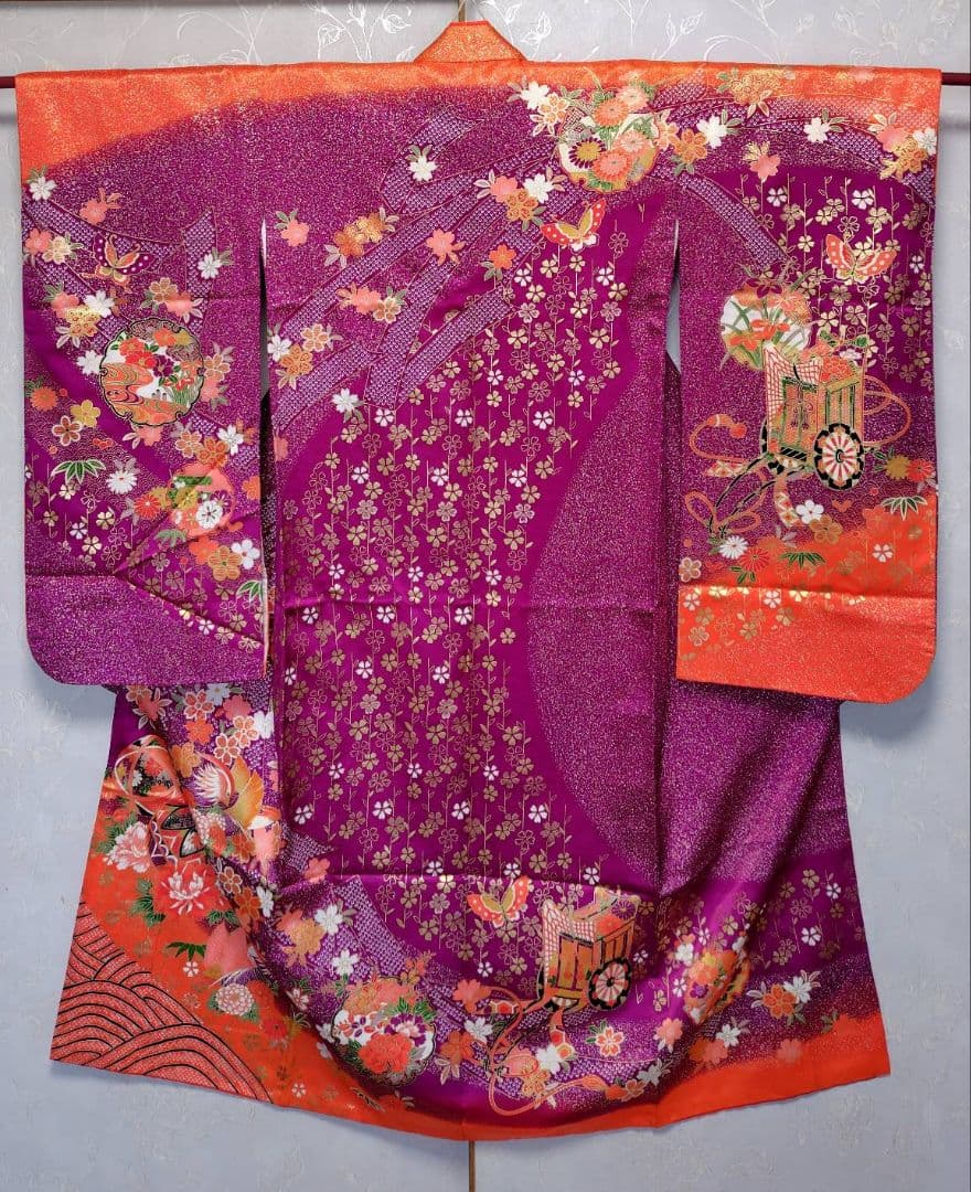 RK551子供着物7歳前後用着丈135センチ裄丈55センチ正絹めちゃくちゃ綺麗