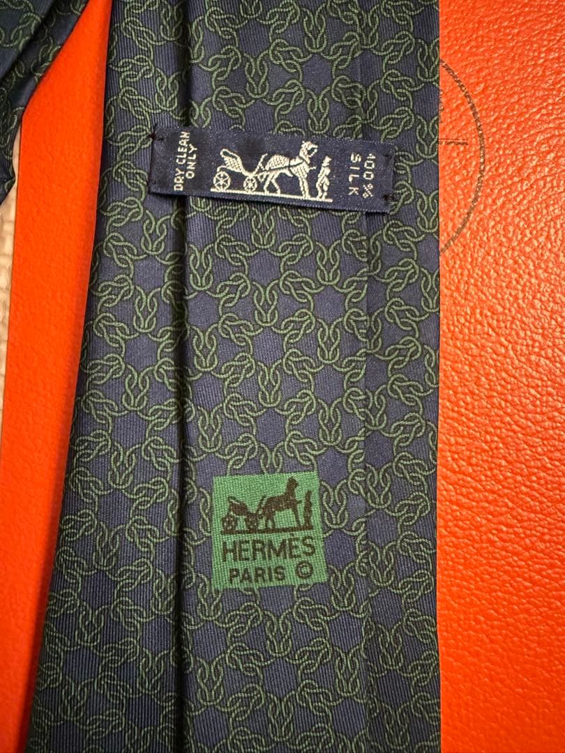 HERMES シルク ネクタイ ダークブルー