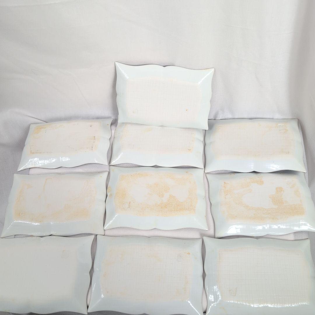 有田焼　長平皿 染付山水図柄　10枚セット