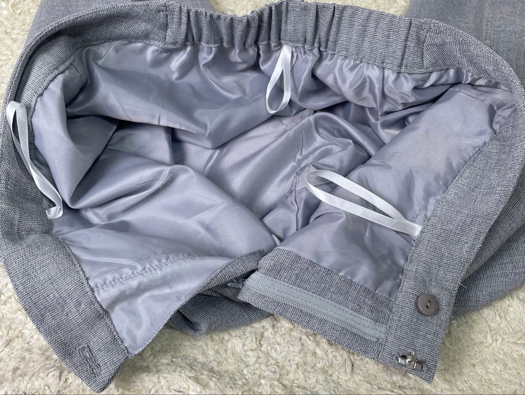 レディース　ノンカラー　ビジネススーツ　セットアップ　パンツ　グレー　15号