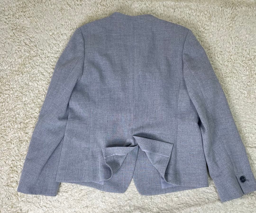 レディース　ノンカラー　ビジネススーツ　セットアップ　パンツ　グレー　15号