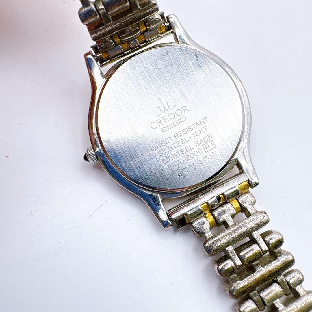 稼働品 SEIKO CREADOR アナログ腕時計 シルバー/ゴールド 18KT