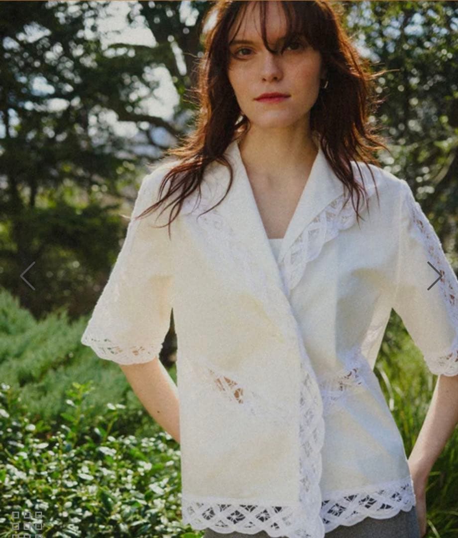 アダムエロペ　サステナブル バテンレースコンビシャツ