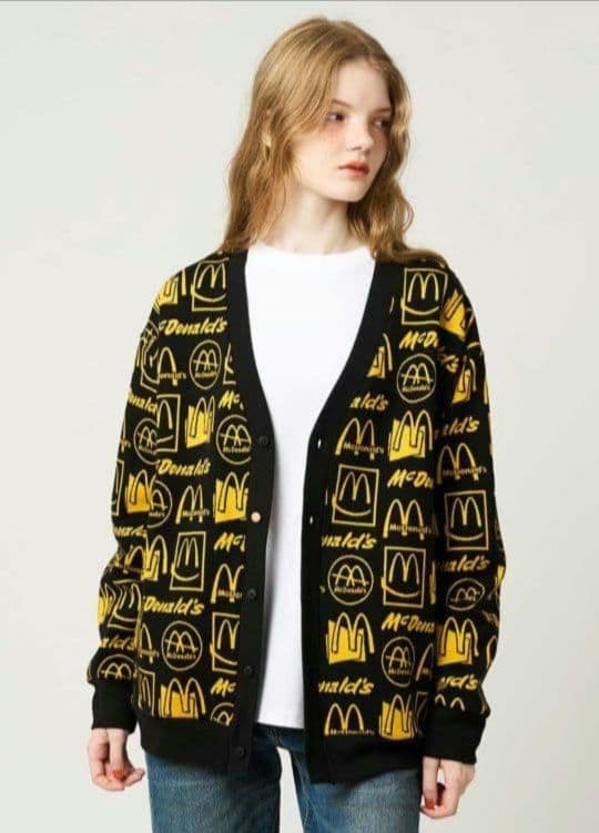 マクドナルドの思い出｜ジャカードVネックカーディガン 男女兼用XL 新品