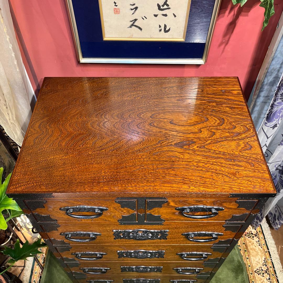 Sale 和製アンティーク　重厚感ある鉄器　　チェストキャビネット　民芸タンス