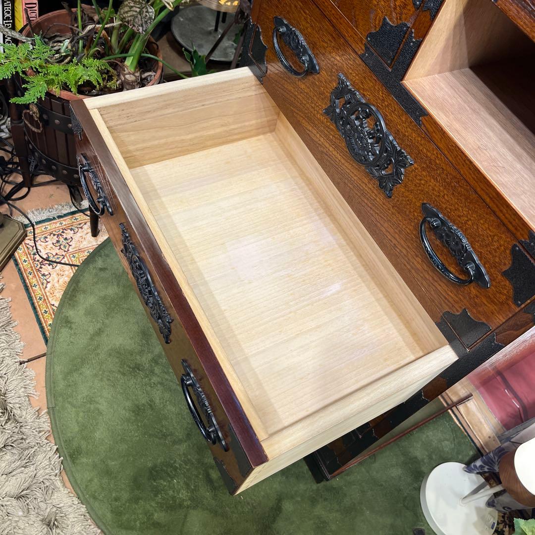 Sale 和製アンティーク　重厚感ある鉄器　　チェストキャビネット　民芸タンス