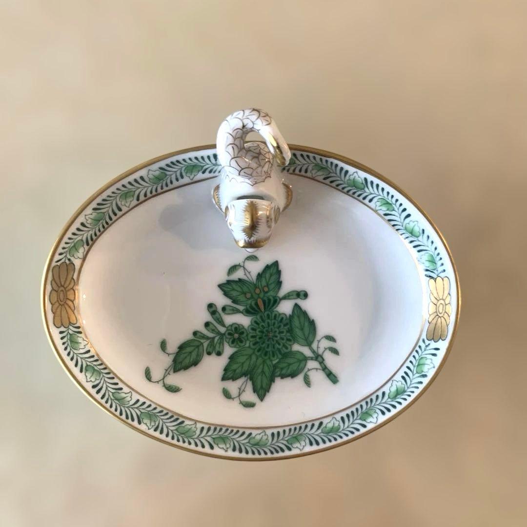 ヘレンド　アポニーグリーン　ミニ　トレイ　トレー　小皿　カードスタンド