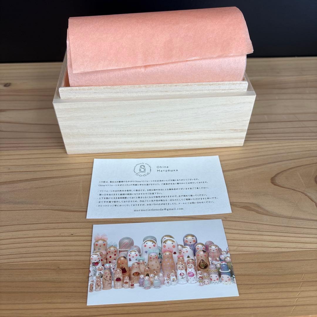ねこマトリョーシカ　木製　白黒