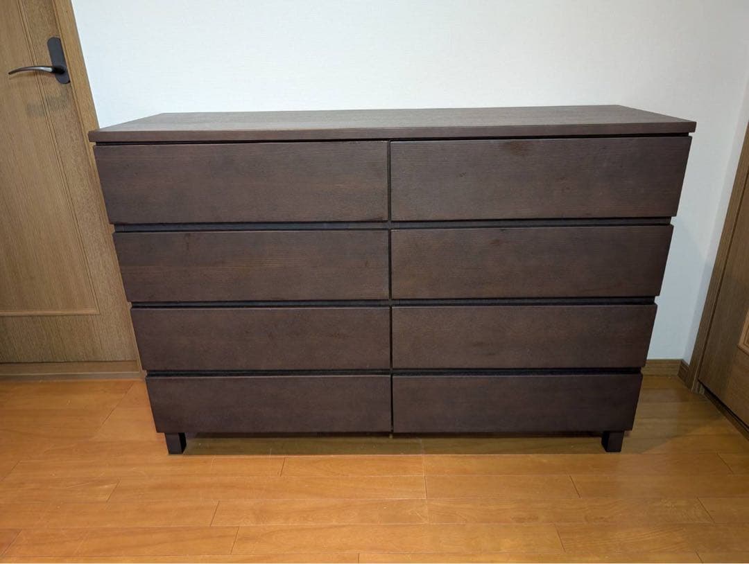 ■送料込■無印良品 木製チェスト 4段ワイド タモ材 タンス 棚 収納廃盤品