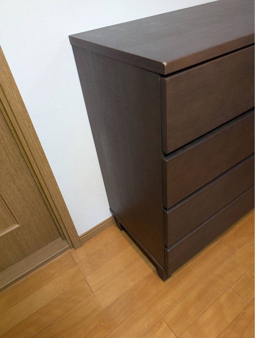 ■送料込■無印良品 木製チェスト 4段ワイド タモ材 タンス 棚 収納廃盤品