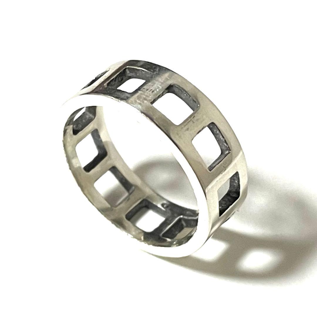 『GUCCI』　指輪 グッチ オープンスクエア シルバーリング 15号