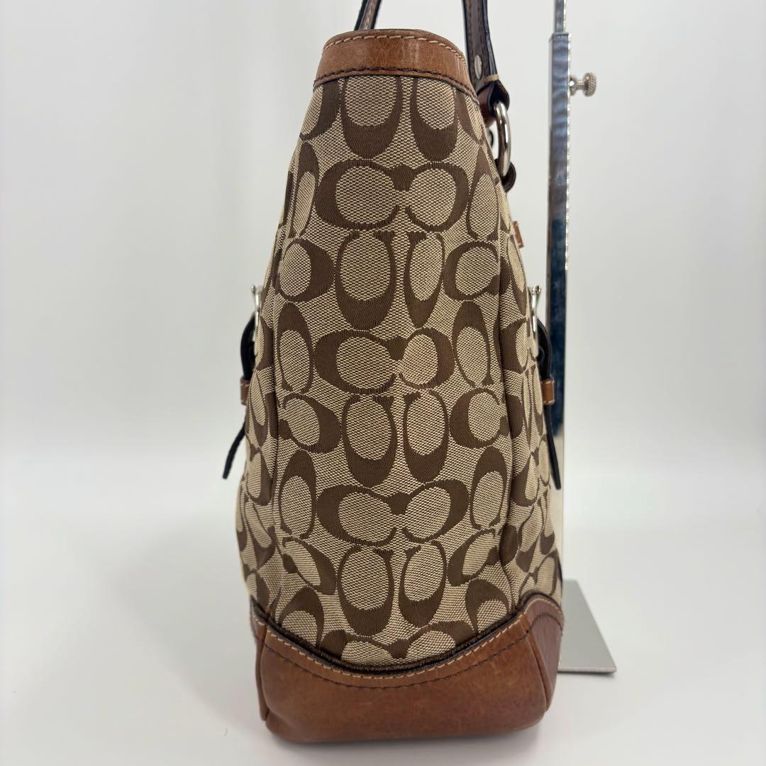 COACH コーチ シグネチャー トートバッグ 茶 キャンバス レザー　842
