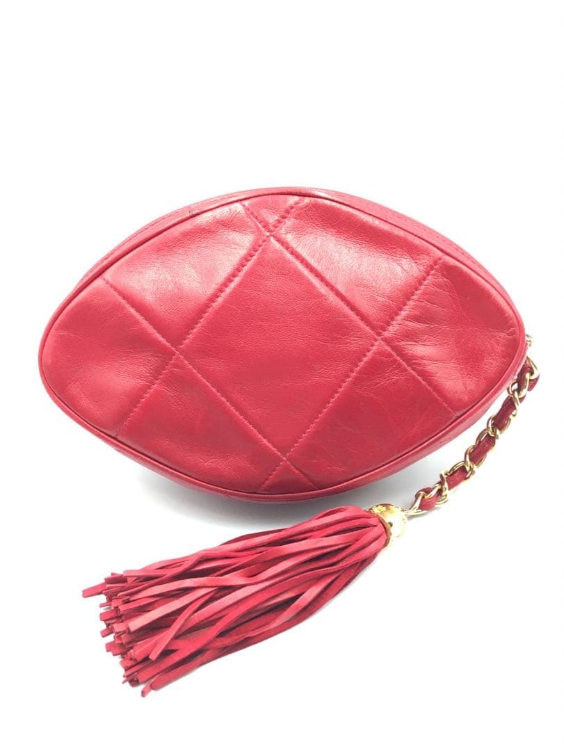 シャネル　ラムスキン　ポーチ　フリンジ