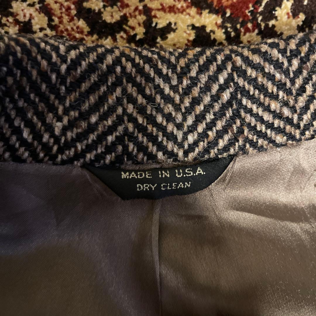 ヴィンテージ 60's ヘリンボーンロングコート made in USA