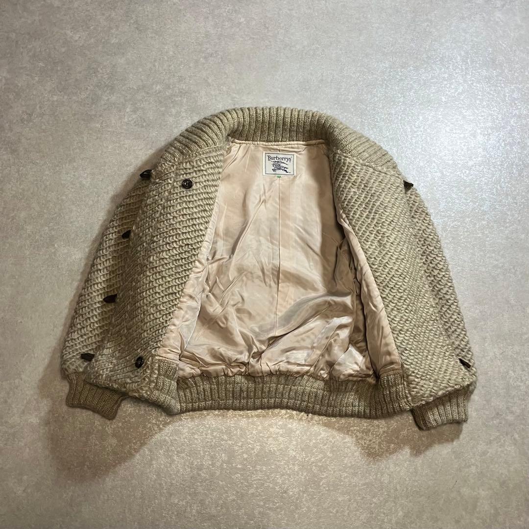 Burberry ウールカーディガン 編み込み ブルゾン ベージュ バーバリー