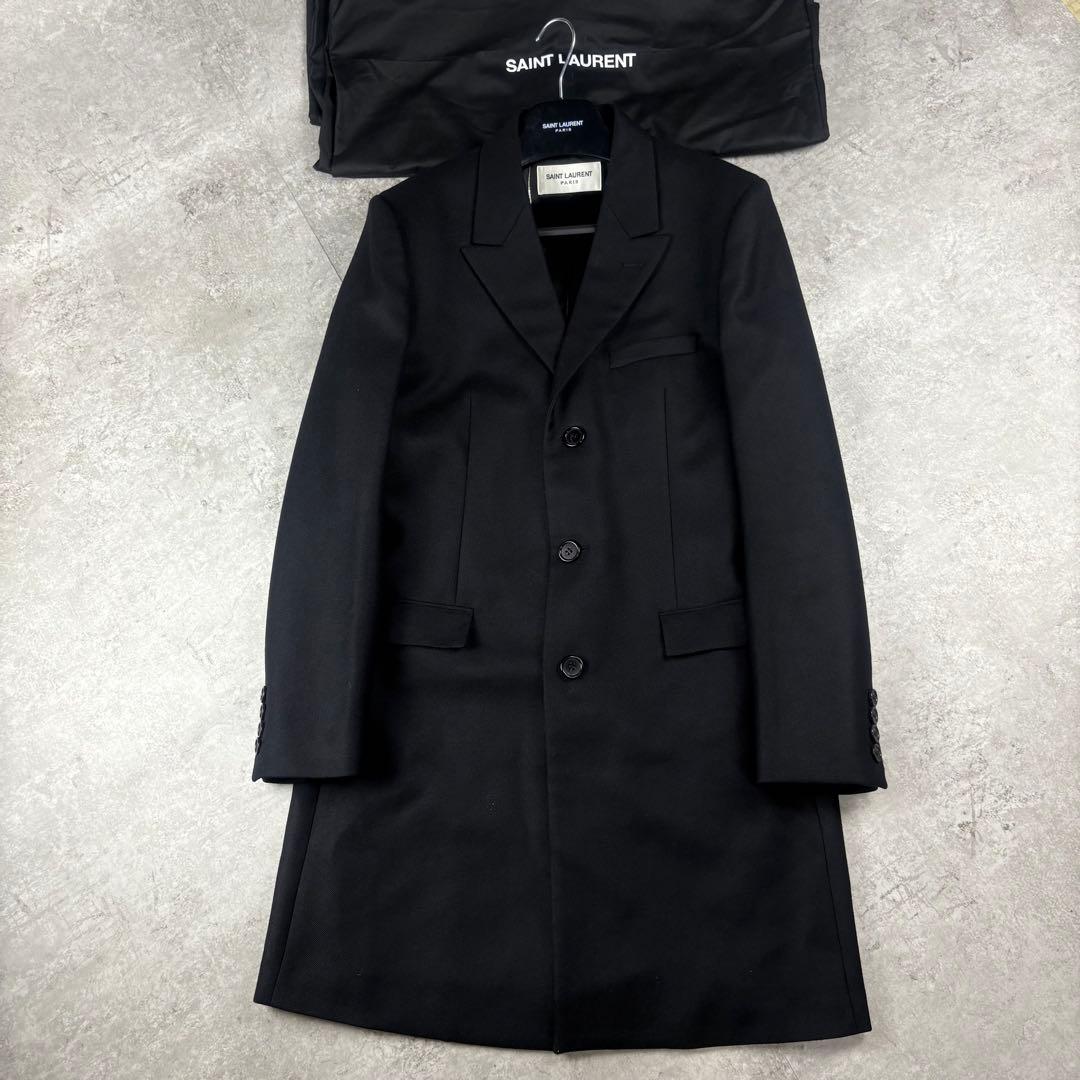 サンローランパリ　カシミヤ混　19年　チェスター　コート　48 ブラック　ウール