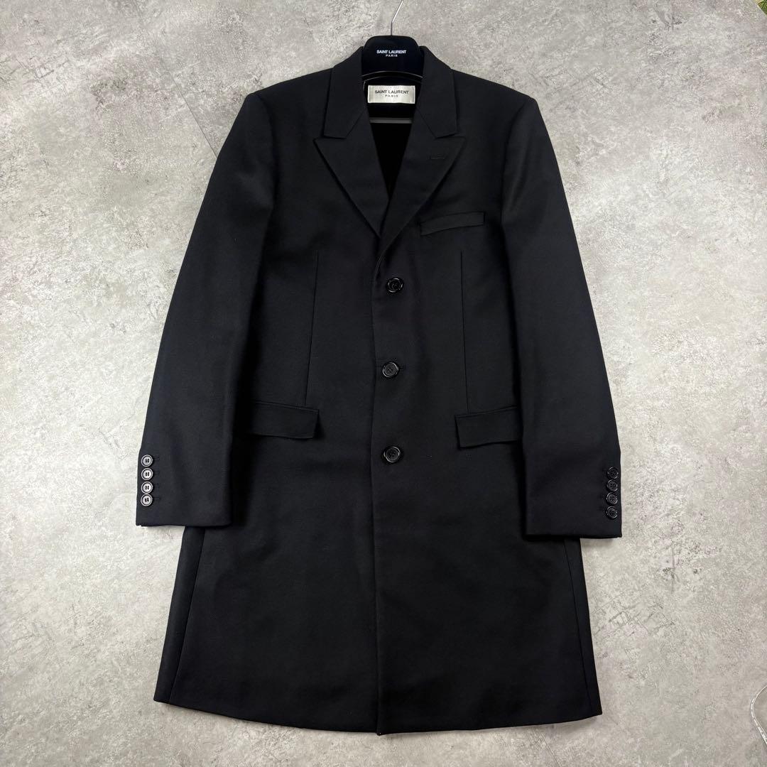 サンローランパリ　カシミヤ混　19年　チェスター　コート　48 ブラック　ウール