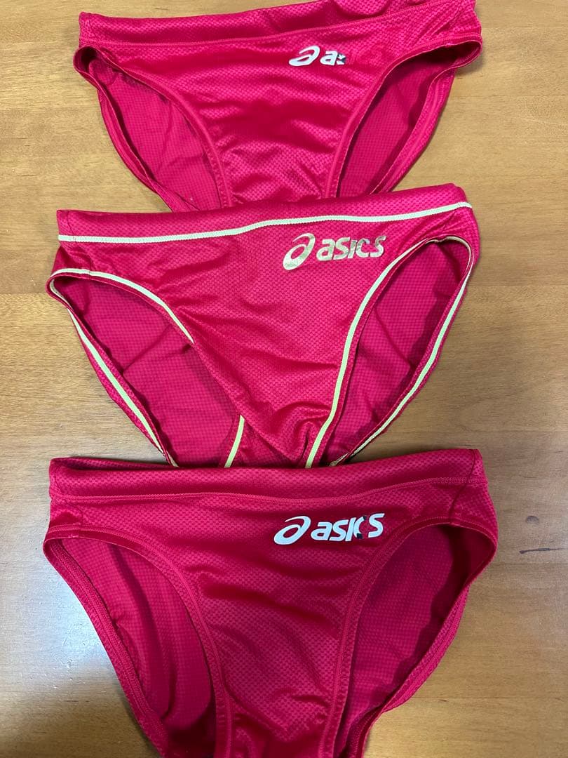 asics 赤 競パン　3点セット