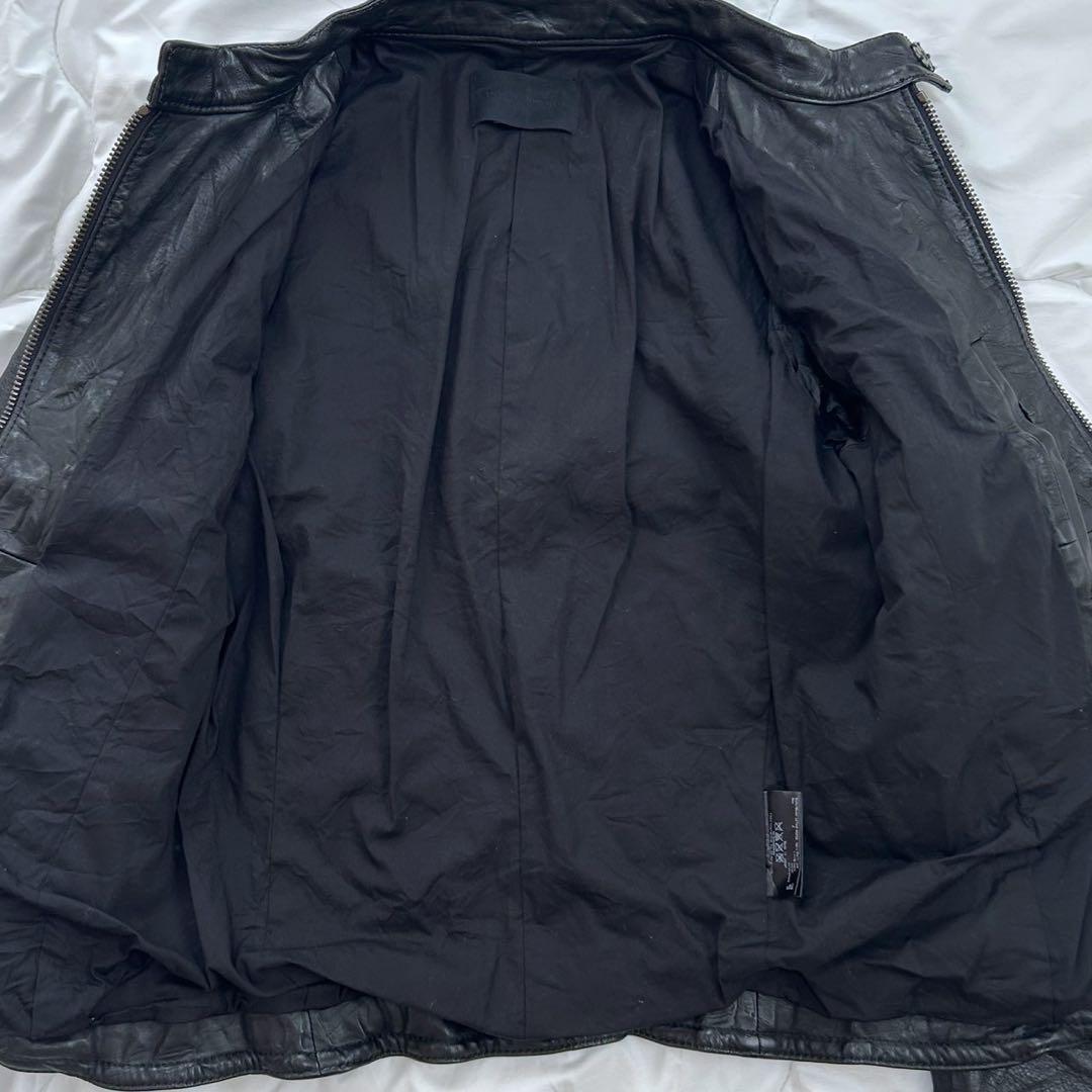 junhashimoto シワ加工 シングルライダース レザージャケット 黒