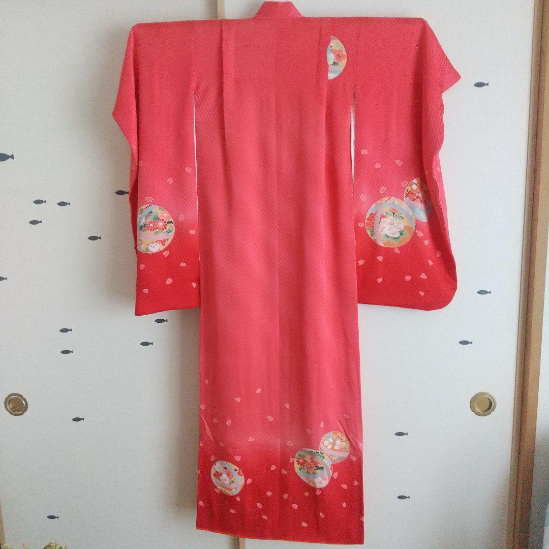 七五三 七歳 正絹着物 帯付き 長襦袢半襟付き かんざし