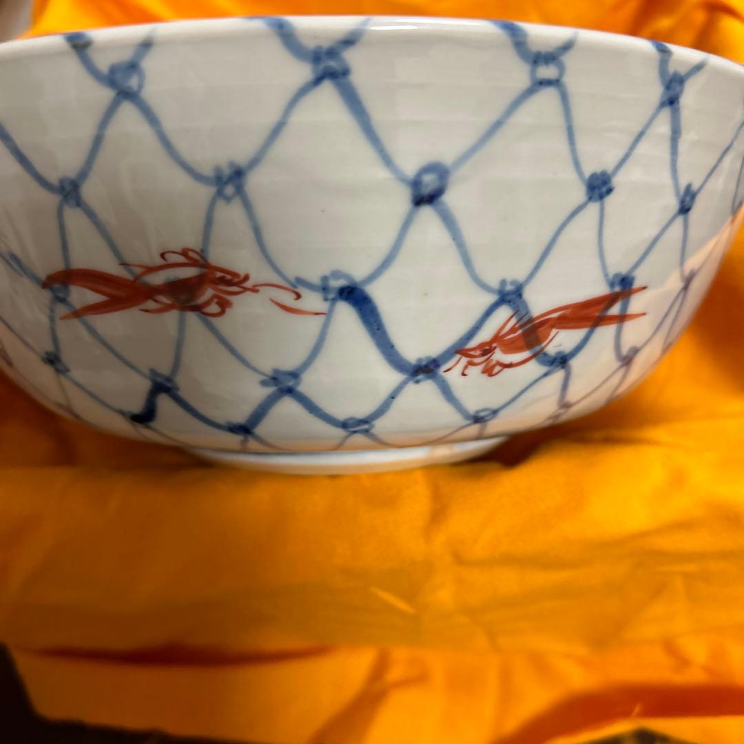 希少　九谷焼　正木春蔵（師 須田菁華）色絵染付魚紋網鉢　作家物　大鉢　うつわ花田