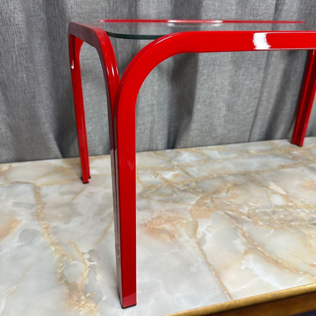 ガラステーブル 昭和 平成 レトロ ファンシー 当時物 赤