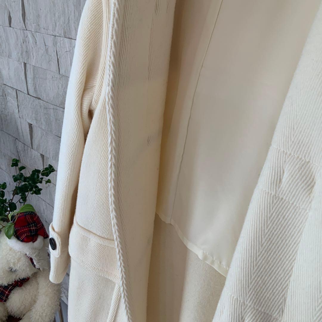 23区 ヘリンボーン ダッフルコート アイボリー　サイズ38